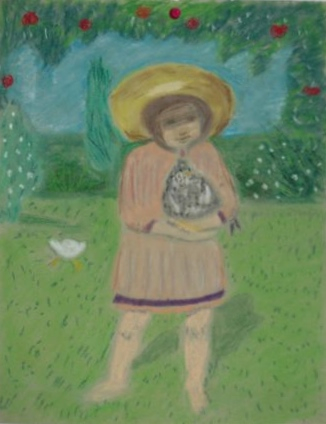 Norma Gene with chicken cropped